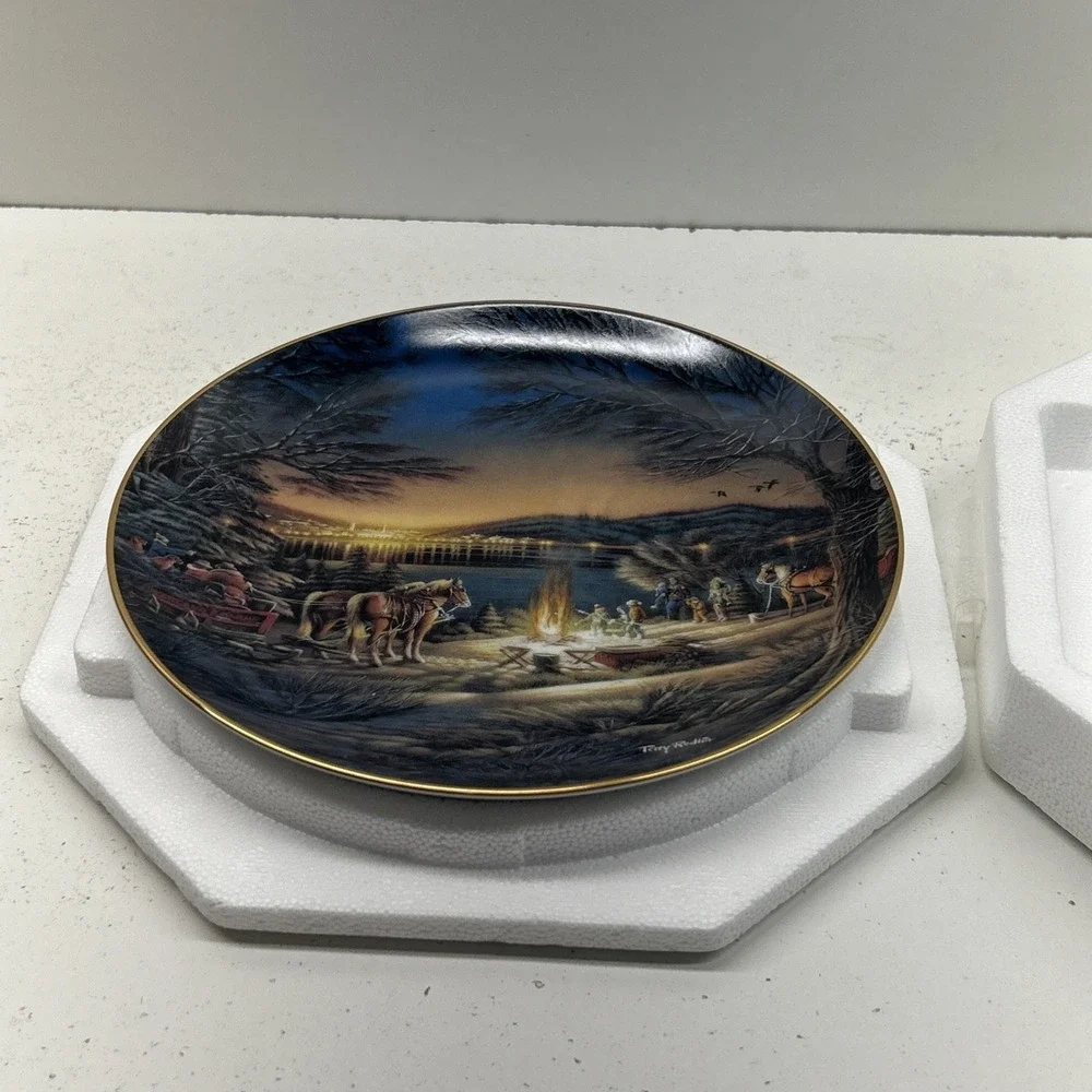Bradford Exchange Terry Redlin Heartland Lights Christmas Plate With COA